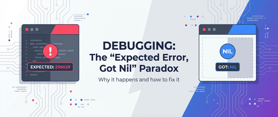 Debugging: Why an error is expected but got nil